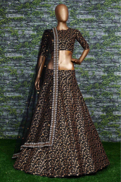 Black Colour Banglori Silk Lehenga Choli LC1010011 A