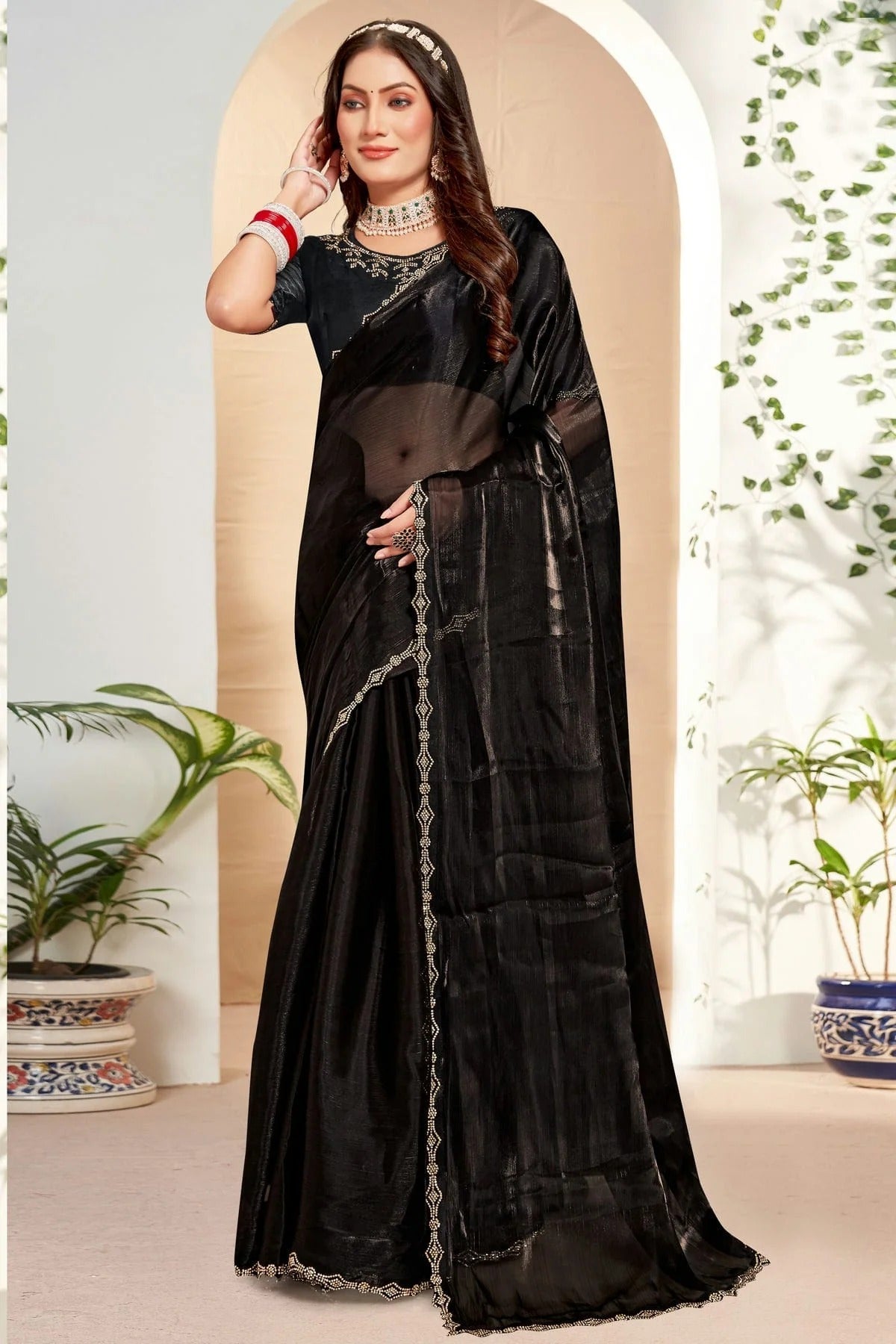 Black Colour Burberry Silk Designer Saree SD1121815