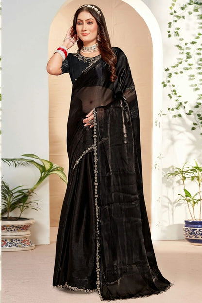 Black Colour Burberry Silk Designer Saree SD1121815