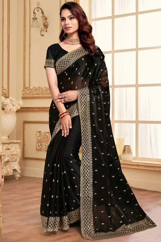 Black Colour Burberry Silk Designer Saree SD1121838