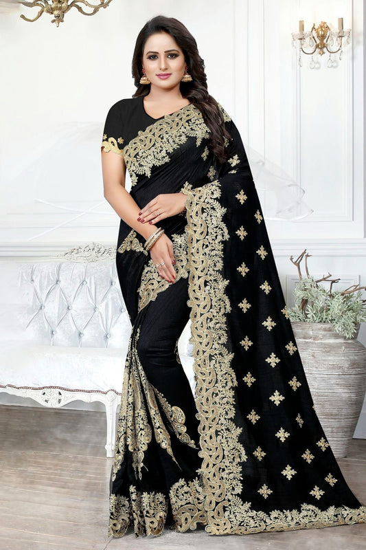 Black Colour Cherry Silk Designer Saree LC1121496