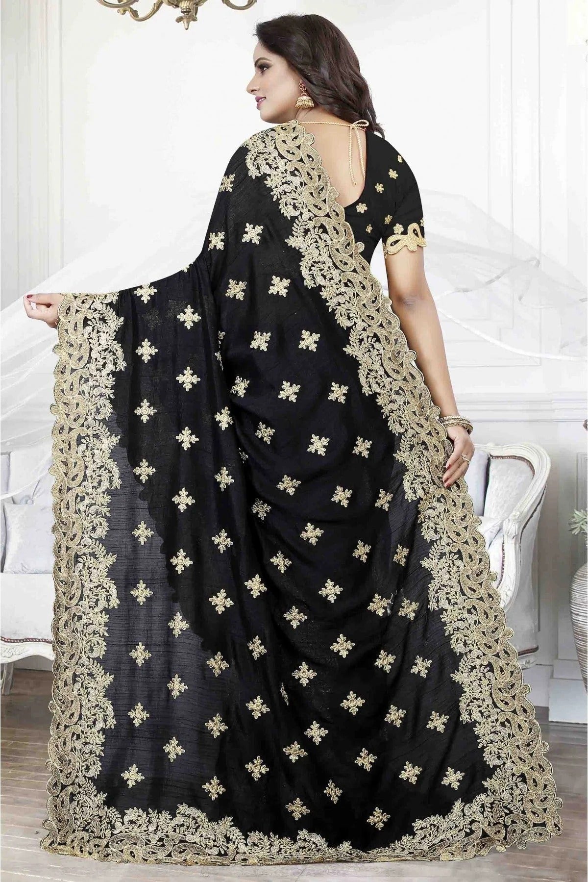 Black Colour Cherry Silk Designer Saree SD1120485 A