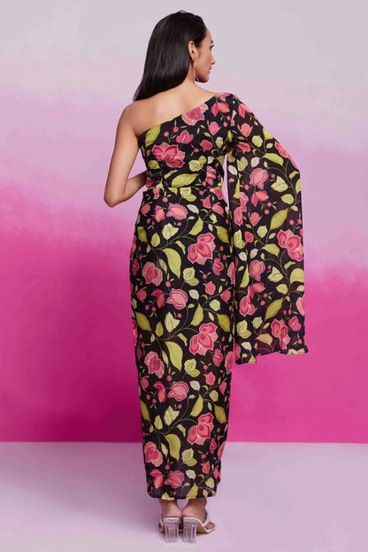 Black Colour Chinon Silk Dress TP1080937 B