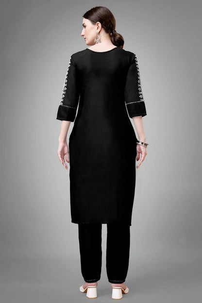 Black Colour Cotton Blend Kurta And Pant Set KR1111324 A