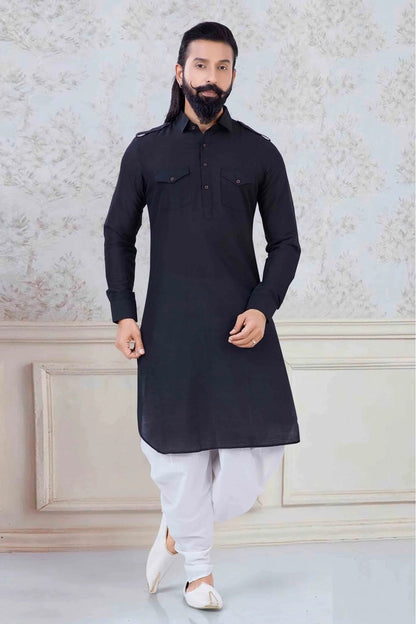 Black Colour Cotton Festival Wear Dhoti Kurta KP1130062