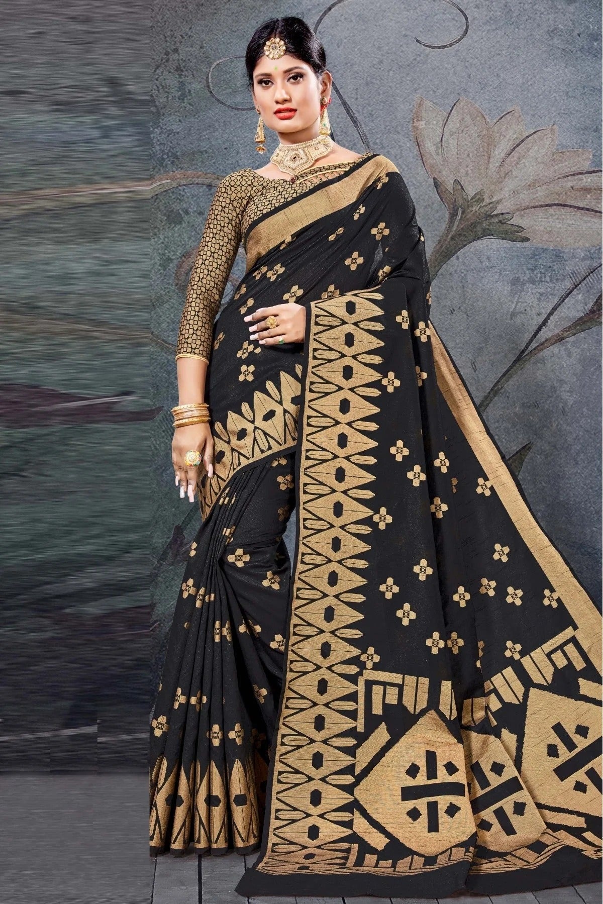 Black Colour Cotton Handloom Woven Saree SD1100148