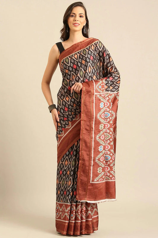 Black Colour Cotton Manipuri Patola Handloom Saree SD1102467