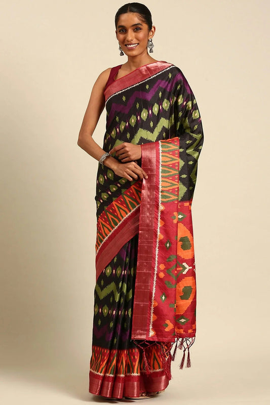 Black Colour Cotton Printed Saree SD1102402