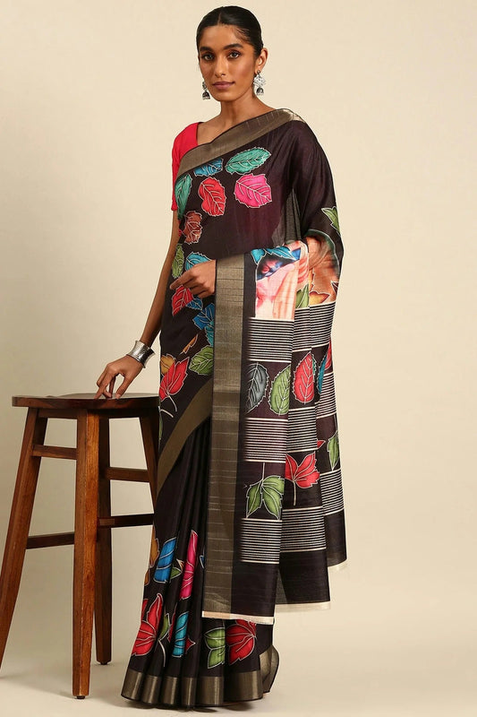 Black Colour Cotton Printed Saree SD1102411