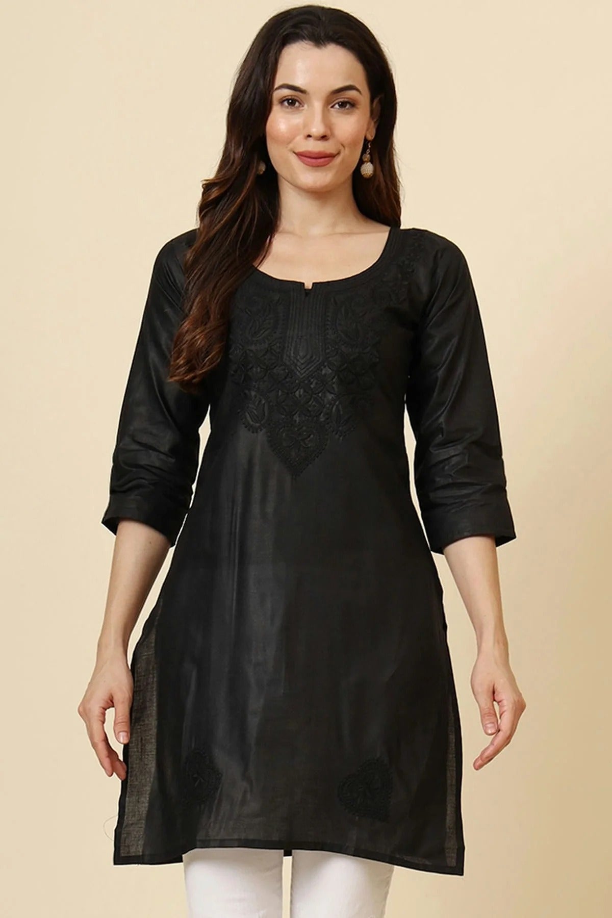 Black Colour Cotton Readymade Top TP1110880