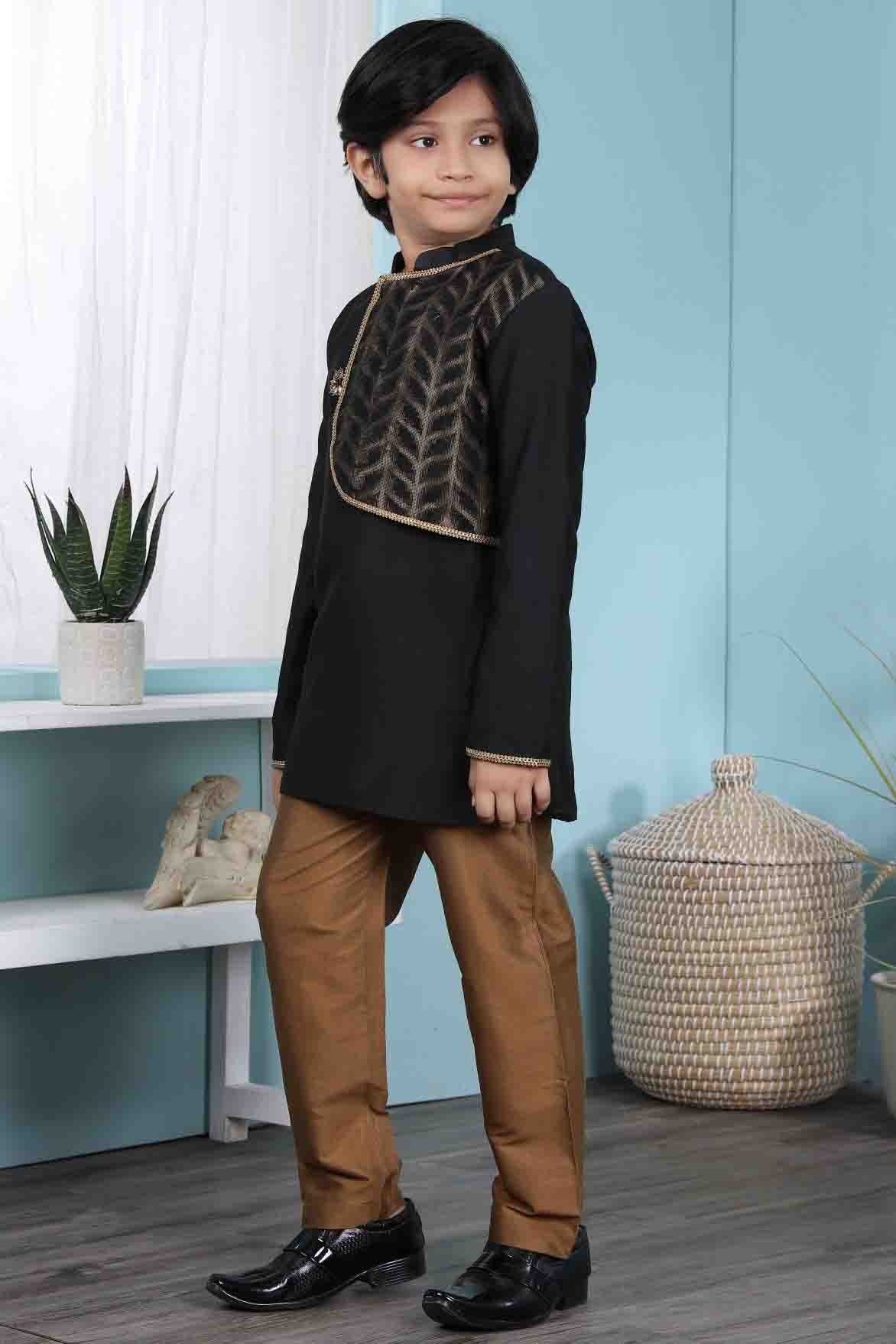 Black Colour Cotton Silk Kurta Pajama BW1070074 A