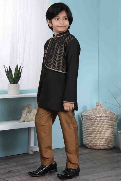 Black Colour Cotton Silk Kurta Pajama BW1070074 A