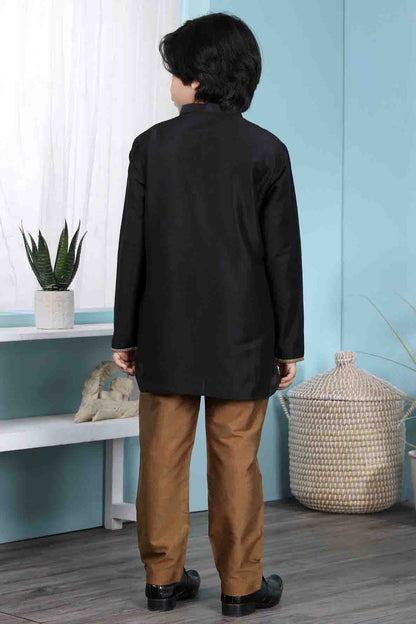 Black Colour Cotton Silk Kurta Pajama BW1070074 C