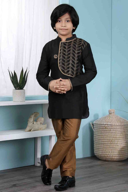 Black Colour Cotton Silk Kurta Pajama BW1070074