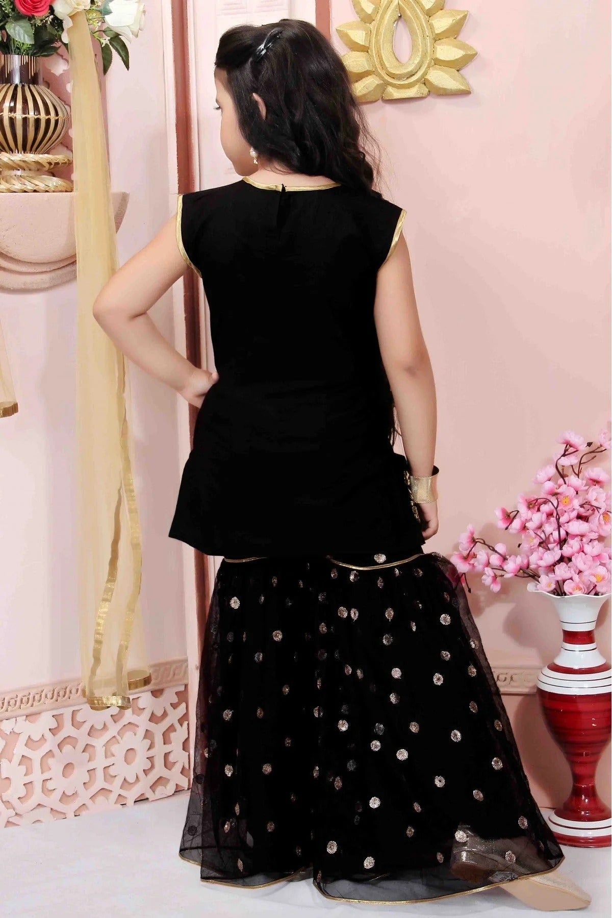 Black Colour Cotton Silk Party Wear Sharara Suit GW1070025 A