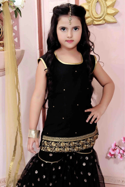 Black Colour Cotton Silk Party Wear Sharara Suit GW1070025 B