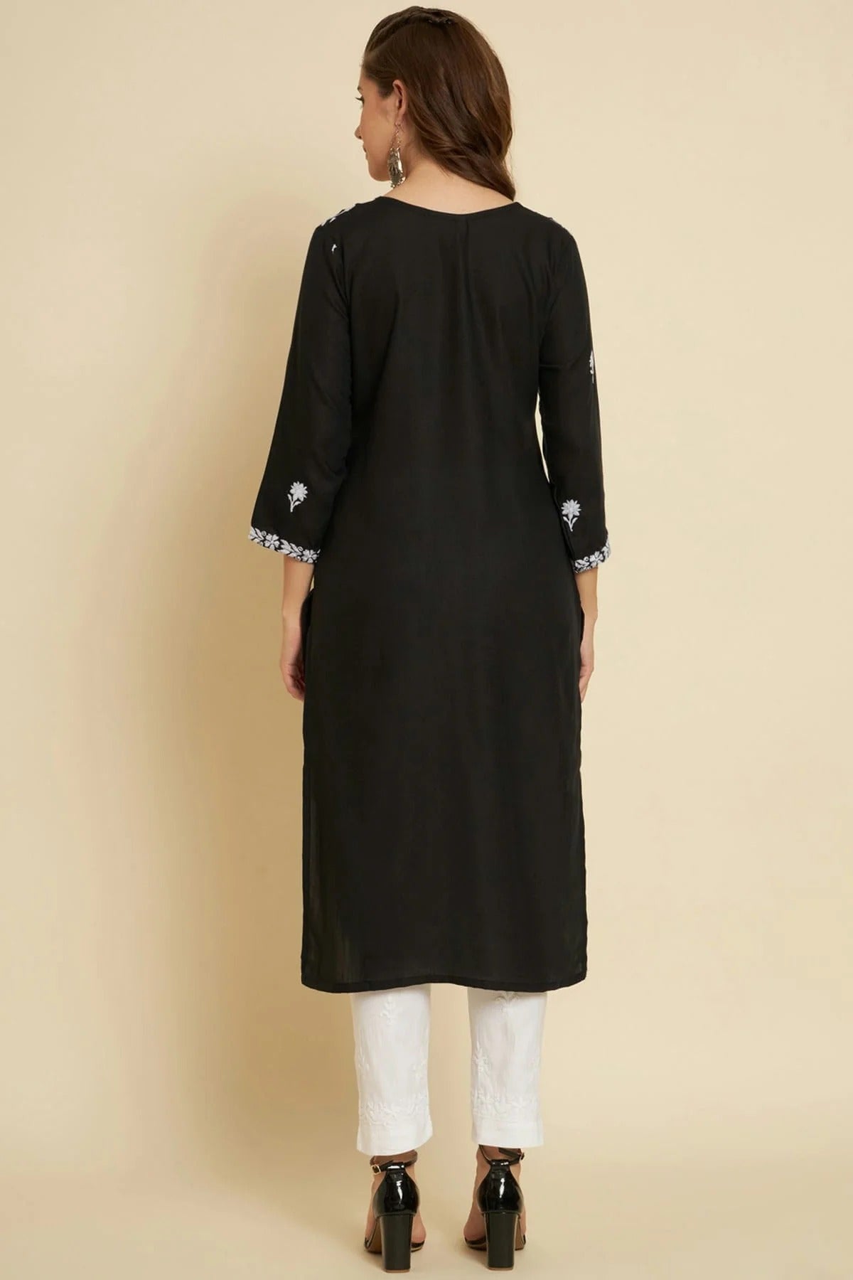 Black Colour Cotton Slub Kurti KR1111043 A