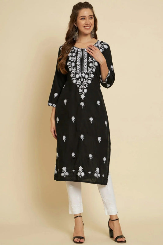 Black Colour Cotton Slub Kurti KR1111043