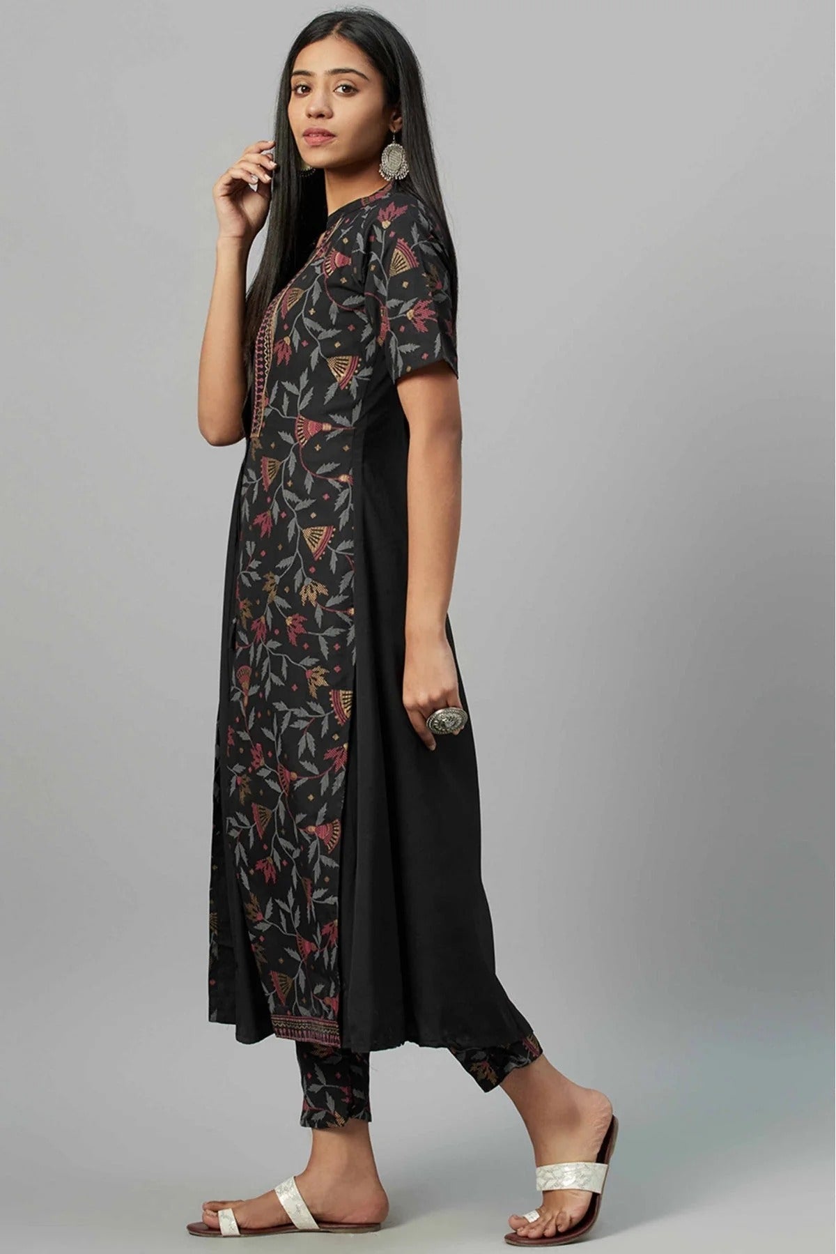 Black Colour Crepe Foil Print Kurti KR1060236 A