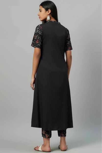 Black Colour Crepe Foil Print Kurti KR1060236 B