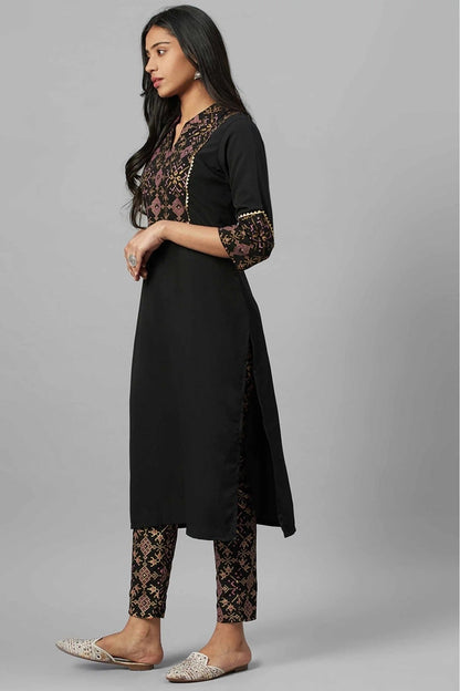 Black Colour Crepe Foil Print Kurti KR1060237 A