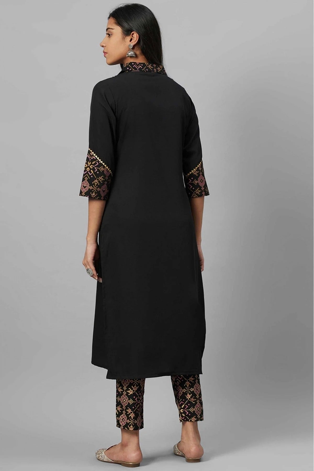Black Colour Crepe Foil Print Kurti KR1060237 B