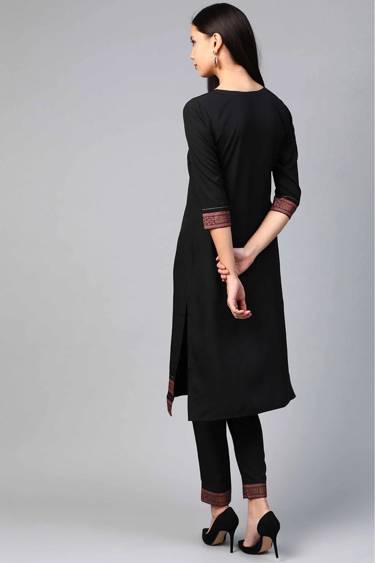 Black Colour Crepe Solid Kurta With Pant KR1060145 B