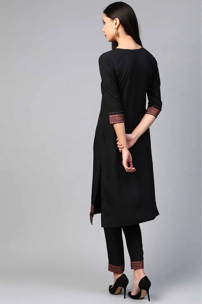 Black Colour Crepe Solid Kurta With Pant KR1060145 B