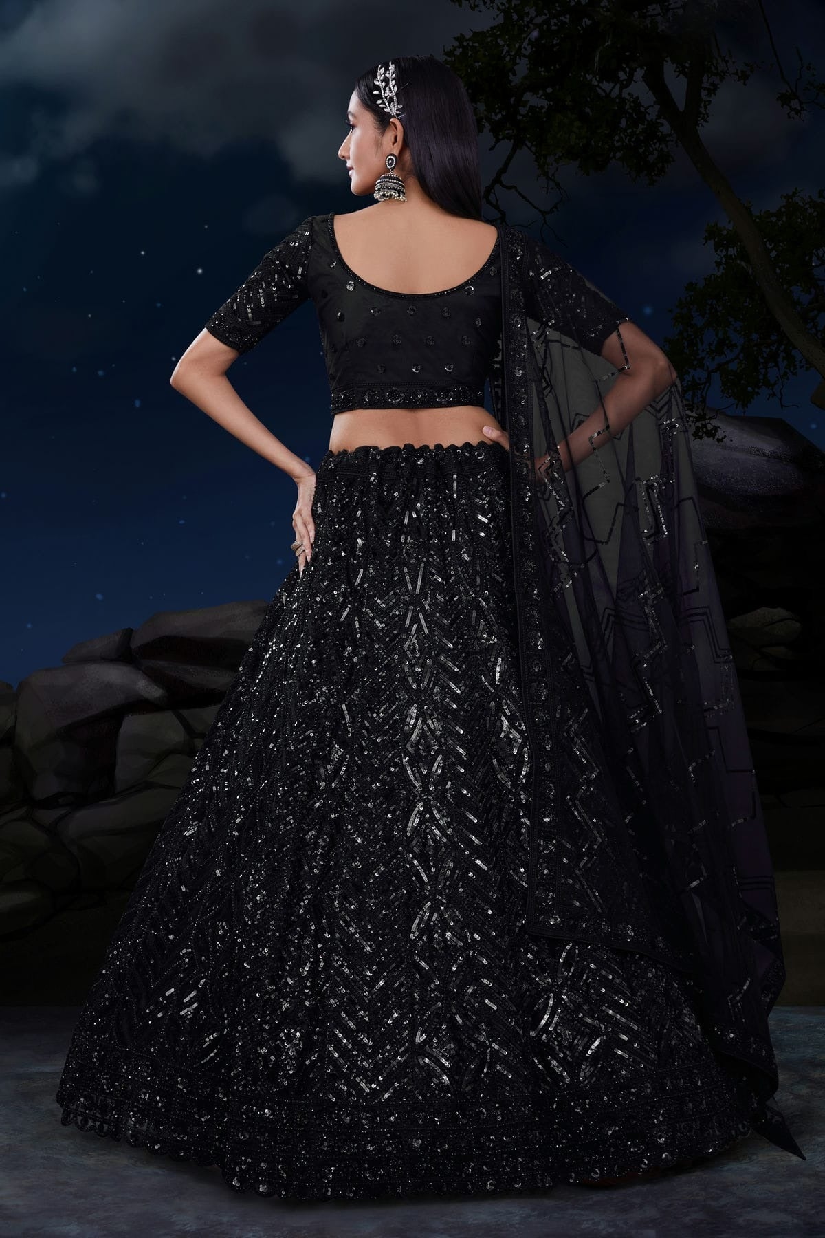 Black Colour Embroidery Soft Net Lehenga Choli LD1080723 A
