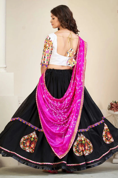 Black Colour Embroidery Work Georgette Navratri Lehenga LD1170012 A