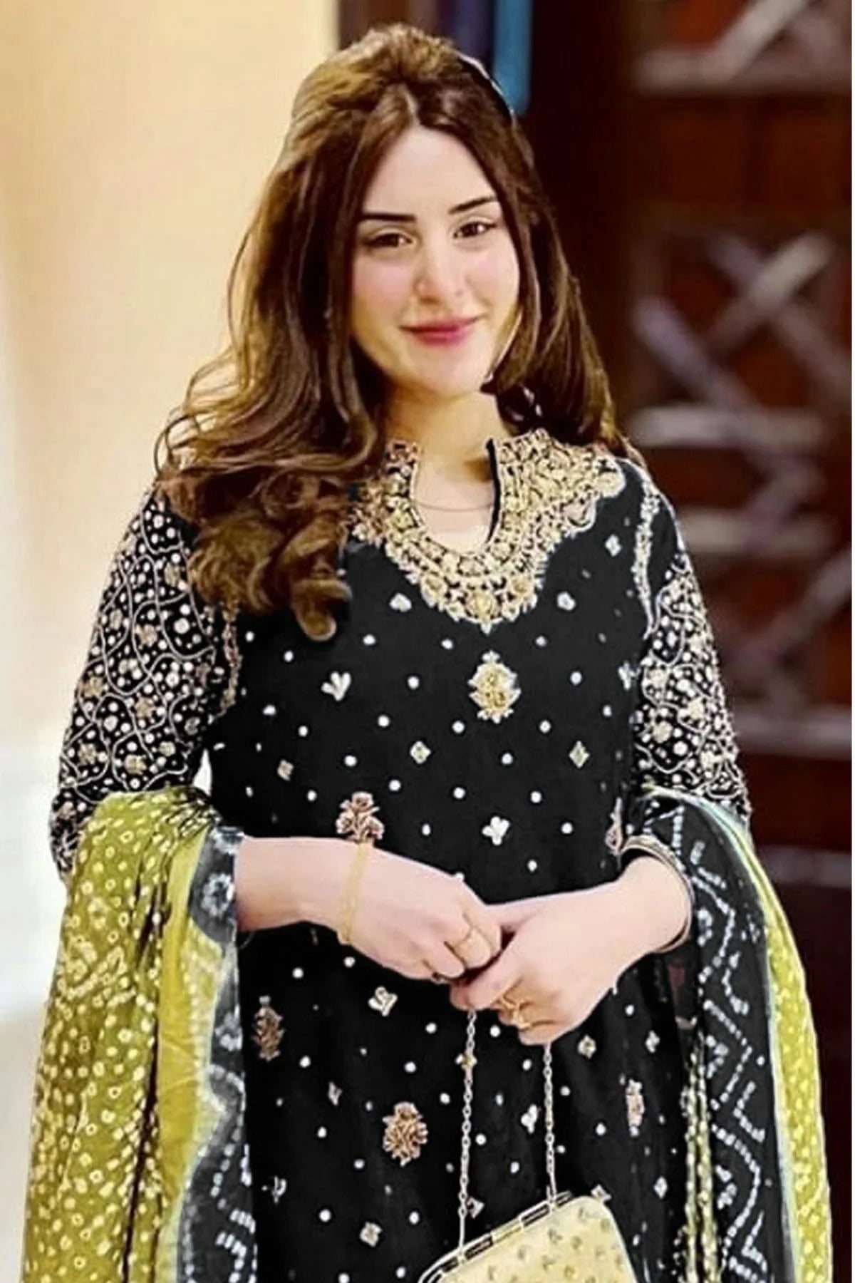 Black Colour Faux Georgette Pakistani Suit SM1140079 A