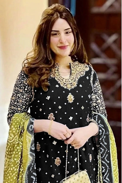 Black Colour Faux Georgette Pakistani Suit SM1140079 A