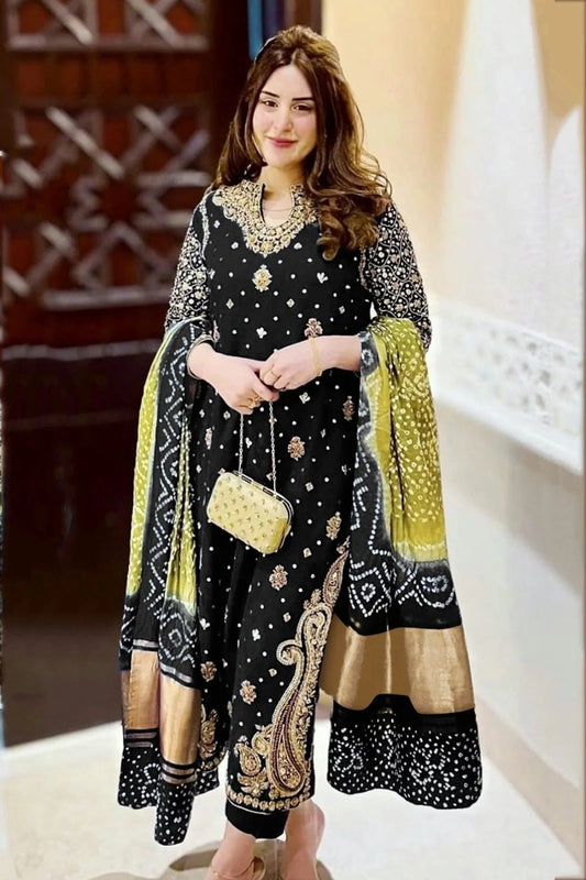 Black Colour Faux Georgette Pakistani Suit SM1140079