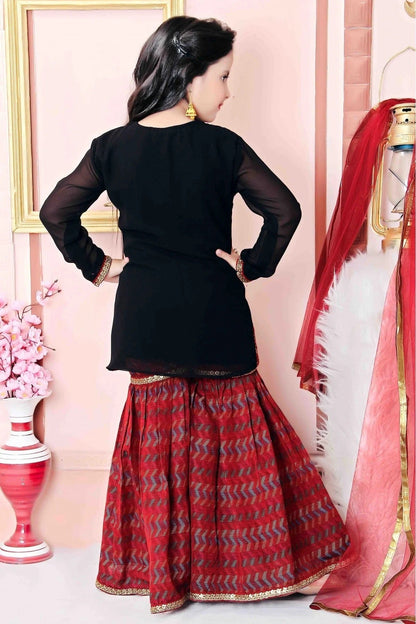 Black Colour Faux Georgette Party Wear Sharara Suit GW1070018 A