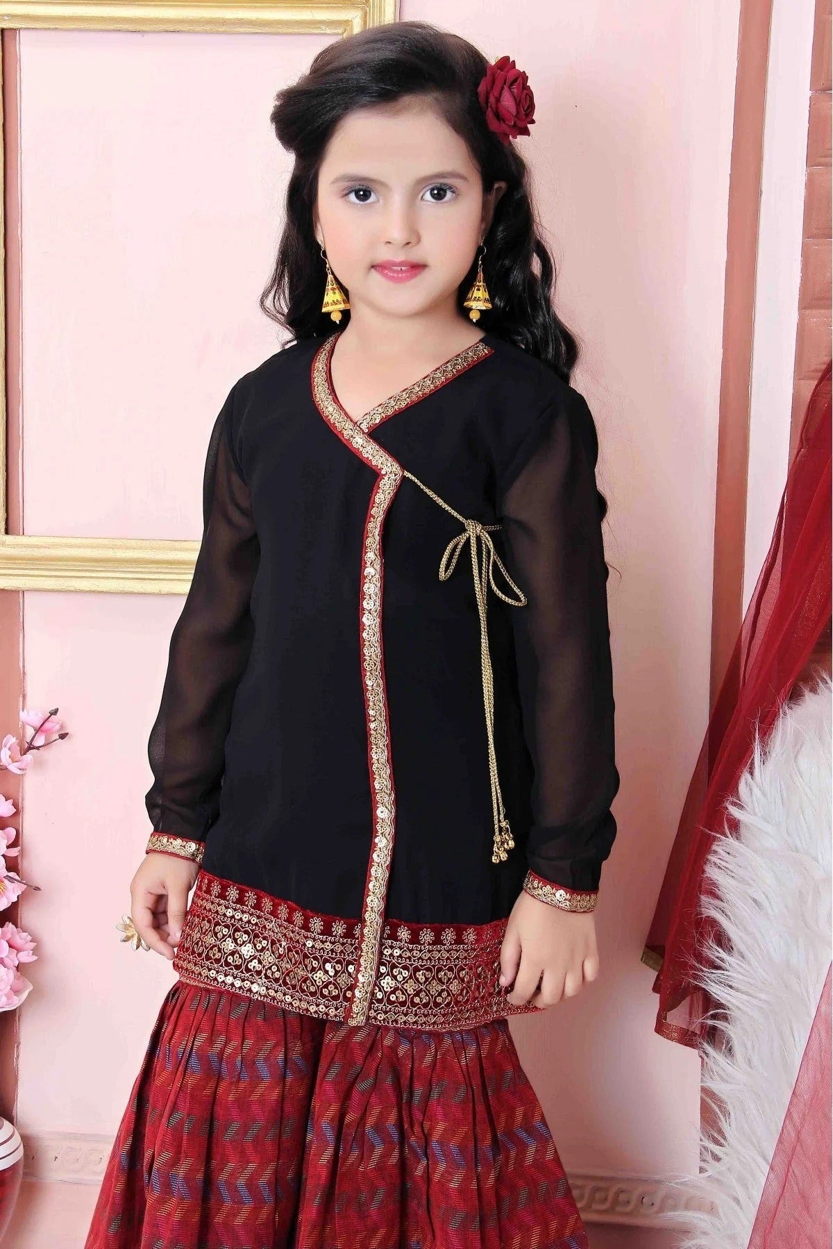 Black Colour Faux Georgette Party Wear Sharara Suit GW1070018 B