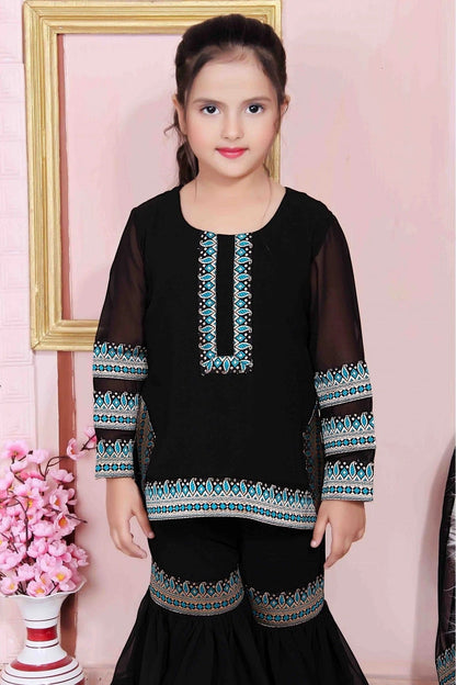 Black Colour Faux Georgette Party Wear Sharara Suit GW1070021 B