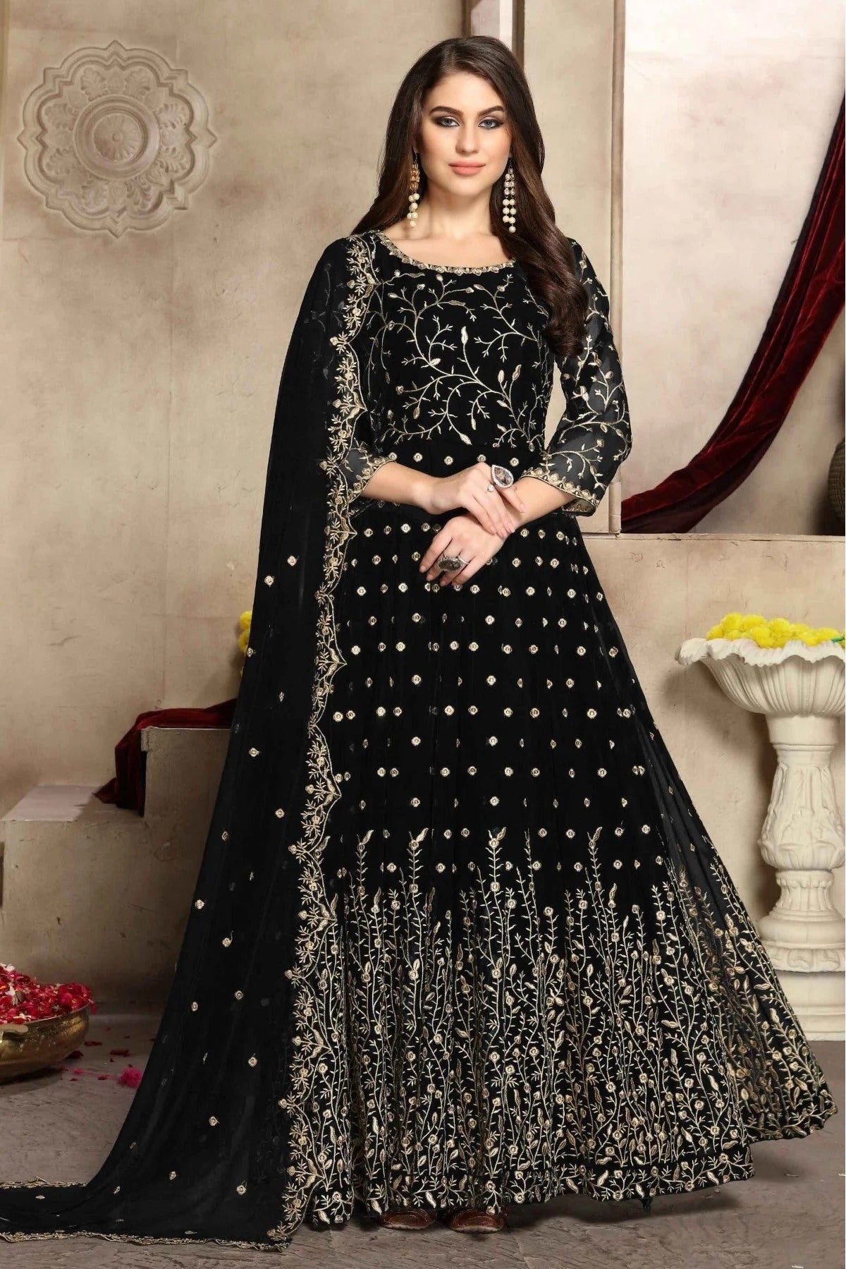 Black Colour Georgette Anarkali Suit SM1050022