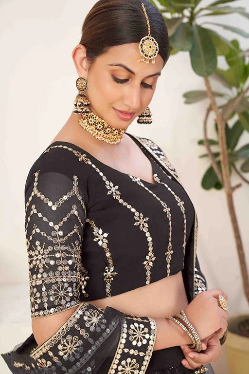 Black Colour Georgette Designer Lehenga Choli LC1240026 C