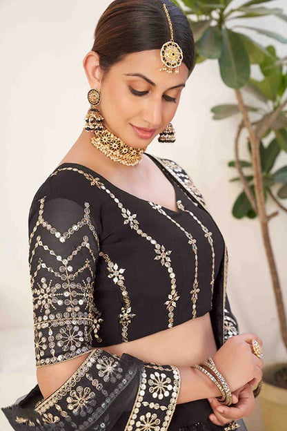 Black Colour Georgette Designer Lehenga Choli LC1240026 C