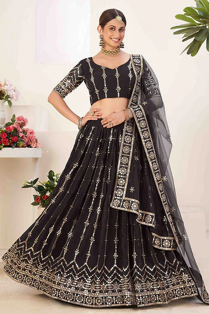 Black Colour Georgette Designer Lehenga Choli LC1240026