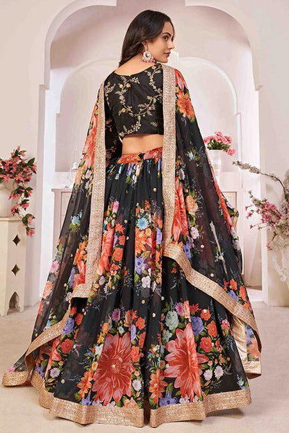 Black Colour Georgette Designer Lehenga Choli LC1240048 A