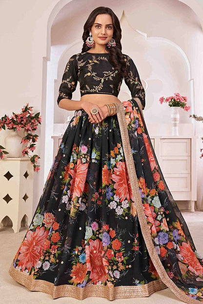 Black Colour Georgette Designer Lehenga Choli LC1240048