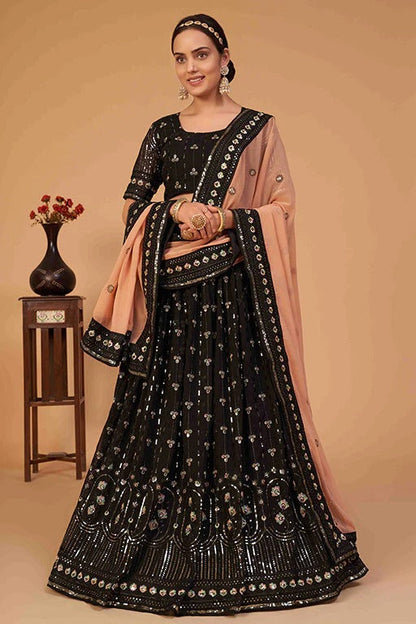 Black Colour Georgette Designer Lehenga Choli LC1240096