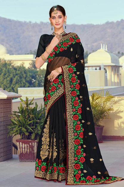 Black Colour Georgette Designer Saree LC1121367