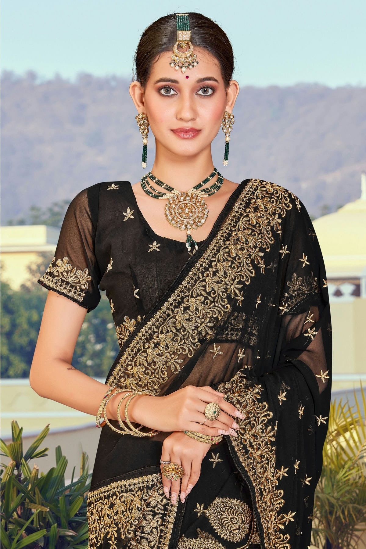 Black Colour Georgette Designer Saree LC1121375 A