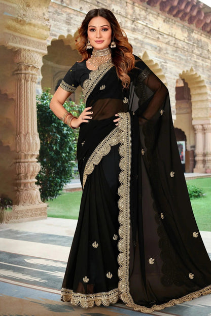 Black Colour Georgette Designer Saree LC1121415