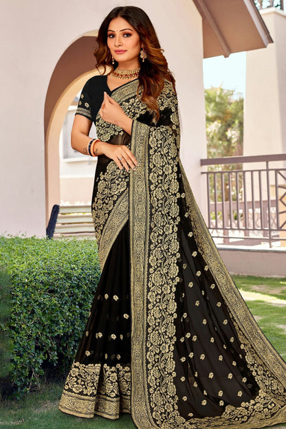 Black Colour Georgette Designer Saree LC1121440