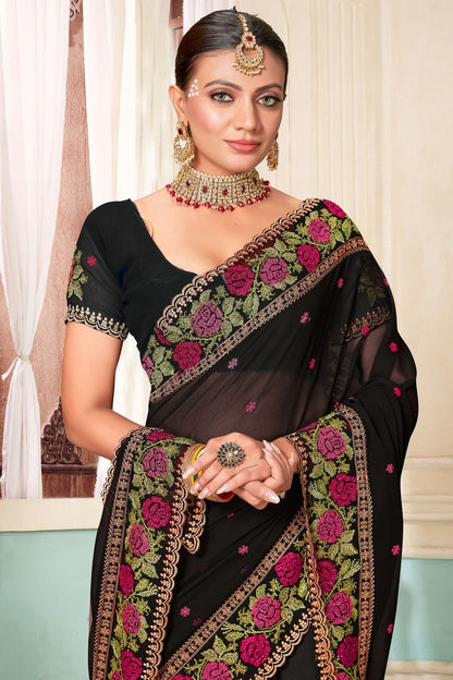 Black Colour Georgette Designer Saree LC1121481 A