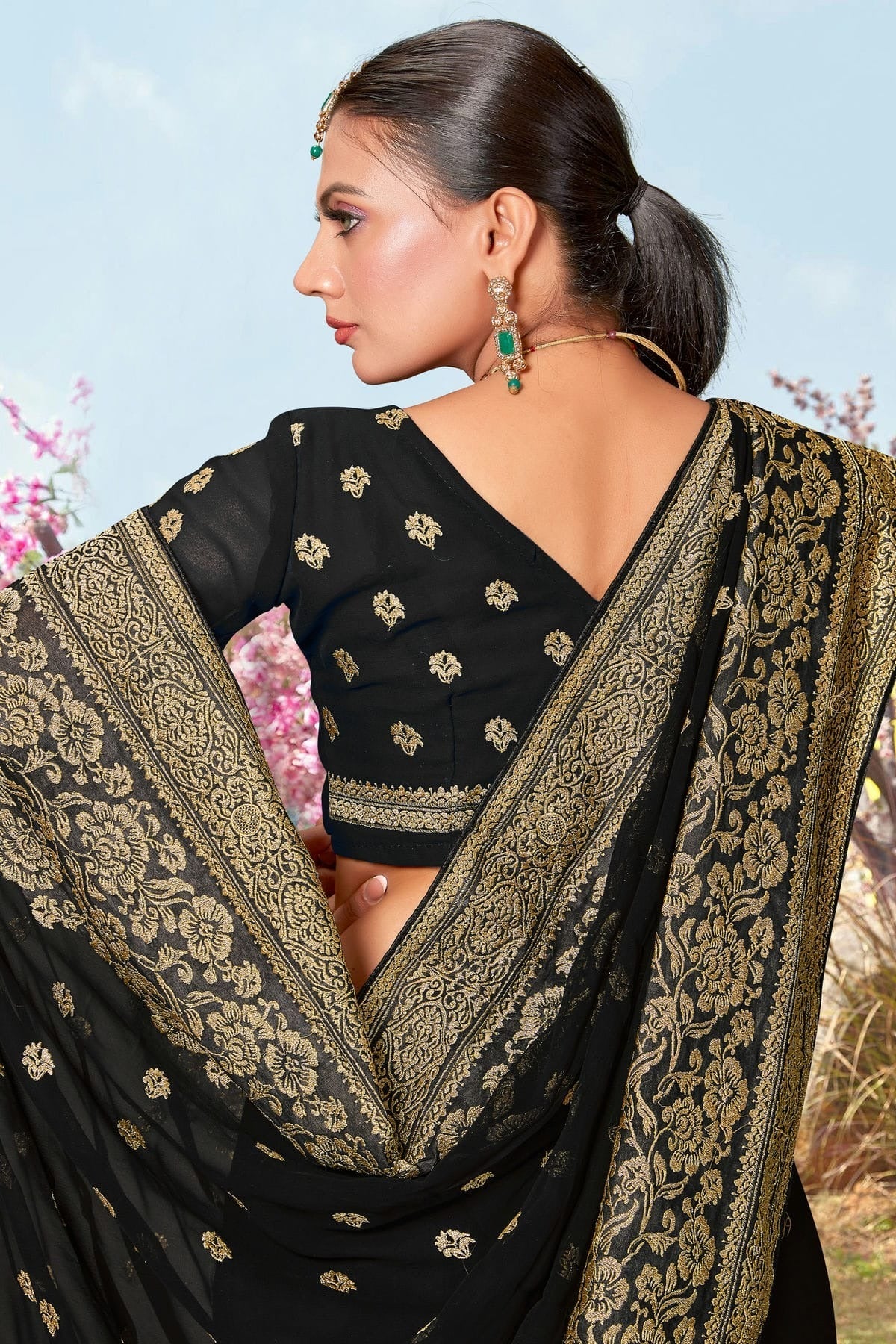 Black Colour Georgette Designer Saree LC1121488 A