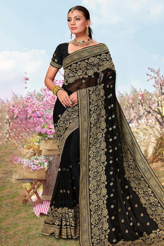 Black Colour Georgette Designer Saree LC1121488